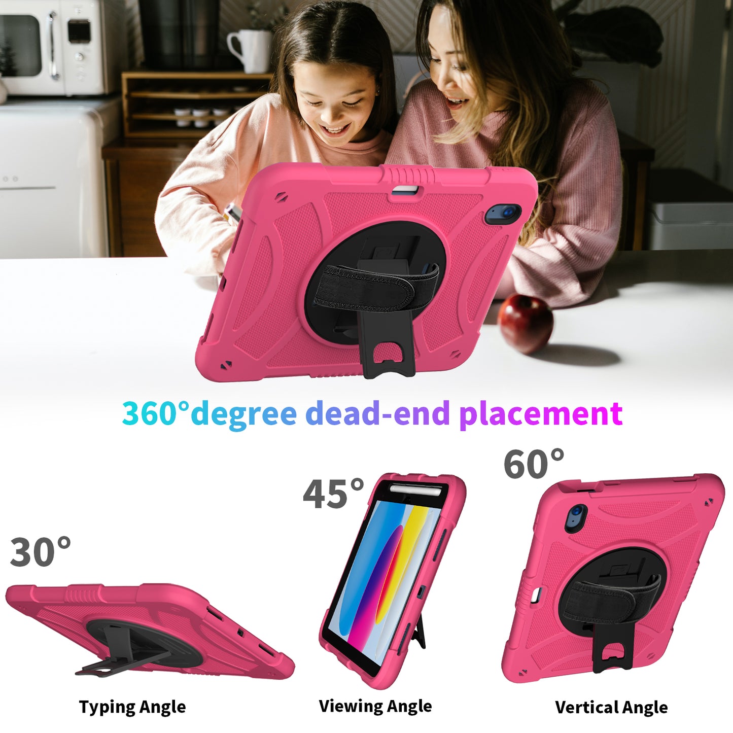 For iPad 10.9 (2022) Silicone+PC Tablet Case Kickstand Anti-Slip Drop Protection Cover with Pencil Holder