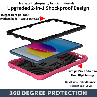 For iPad 10.9 (2022) Silicone+PC Tablet Case Kickstand Anti-Slip Drop Protection Cover with Pencil Holder