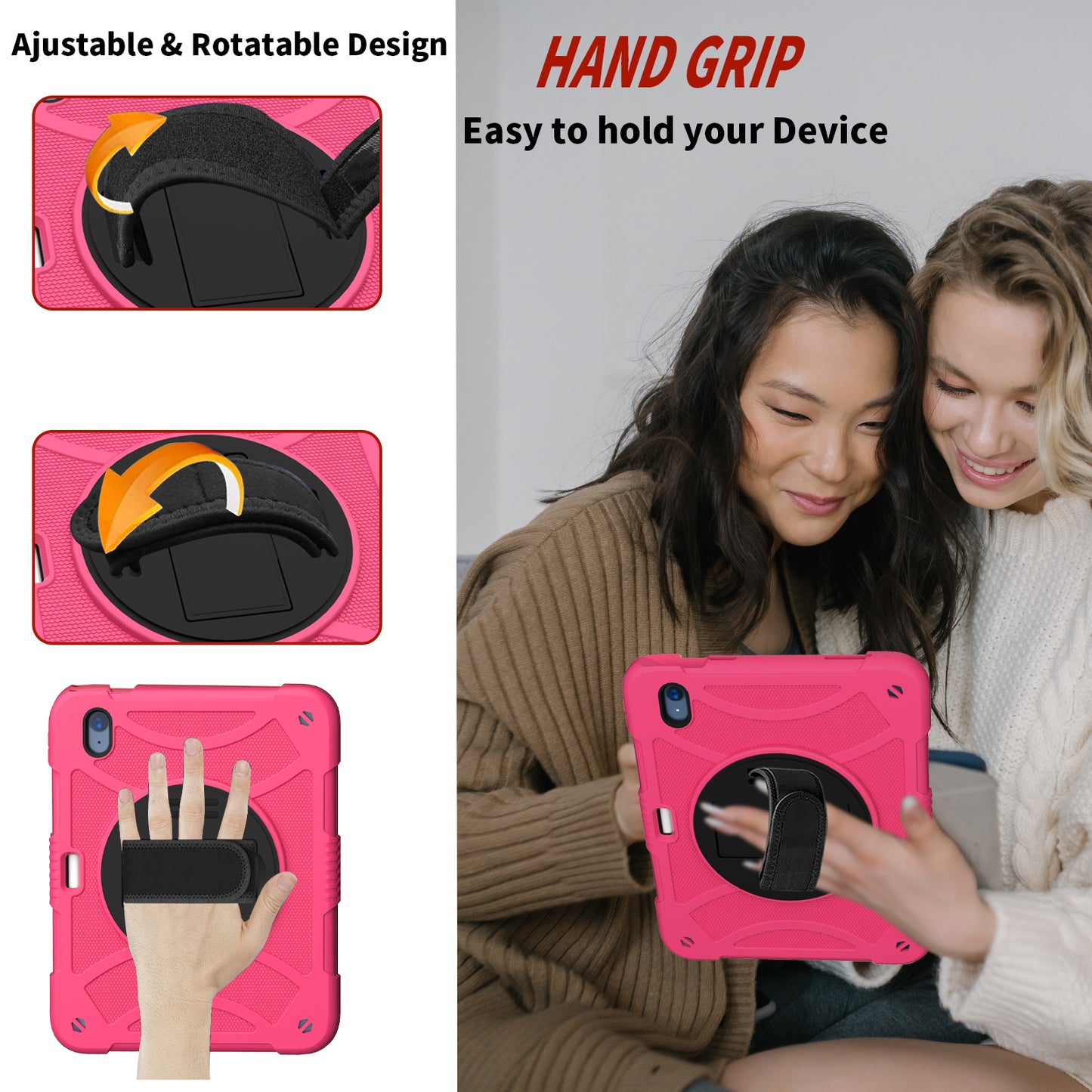 For iPad 10.9 (2022) Silicone+PC Tablet Case Kickstand Anti-Slip Drop Protection Cover with Pencil Holder