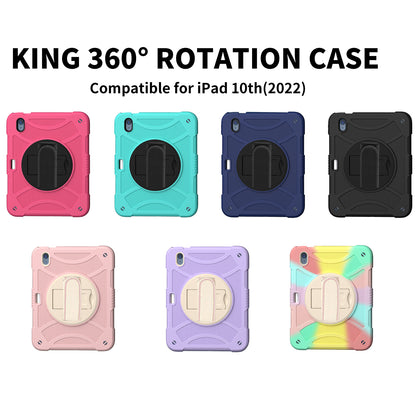 For iPad 10.9 (2022) Silicone+PC Tablet Case Kickstand Anti-Slip Drop Protection Cover with Pencil Holder