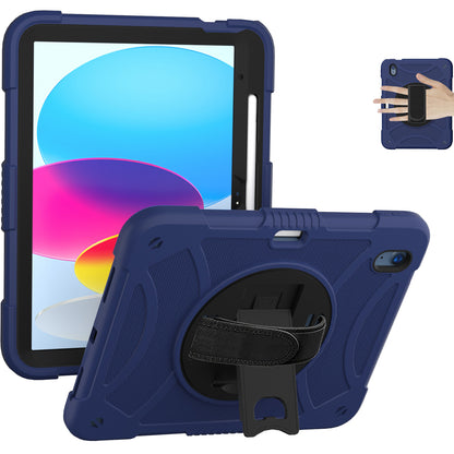 For iPad 10.9 (2022) Silicone+PC Tablet Case Kickstand Anti-Slip Drop Protection Cover with Pencil Holder