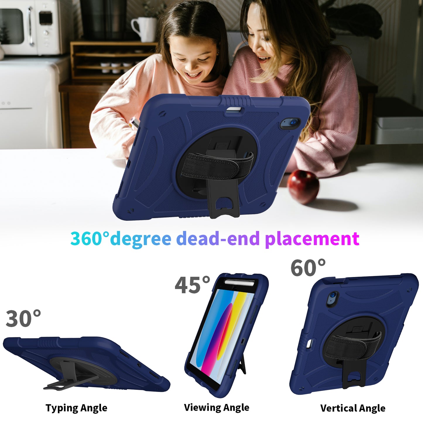 For iPad 10.9 (2022) Silicone+PC Tablet Case Kickstand Anti-Slip Drop Protection Cover with Pencil Holder