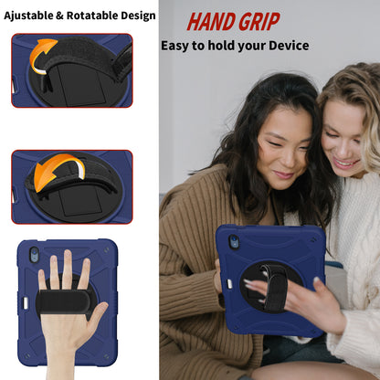 For iPad 10.9 (2022) Silicone+PC Tablet Case Kickstand Anti-Slip Drop Protection Cover with Pencil Holder