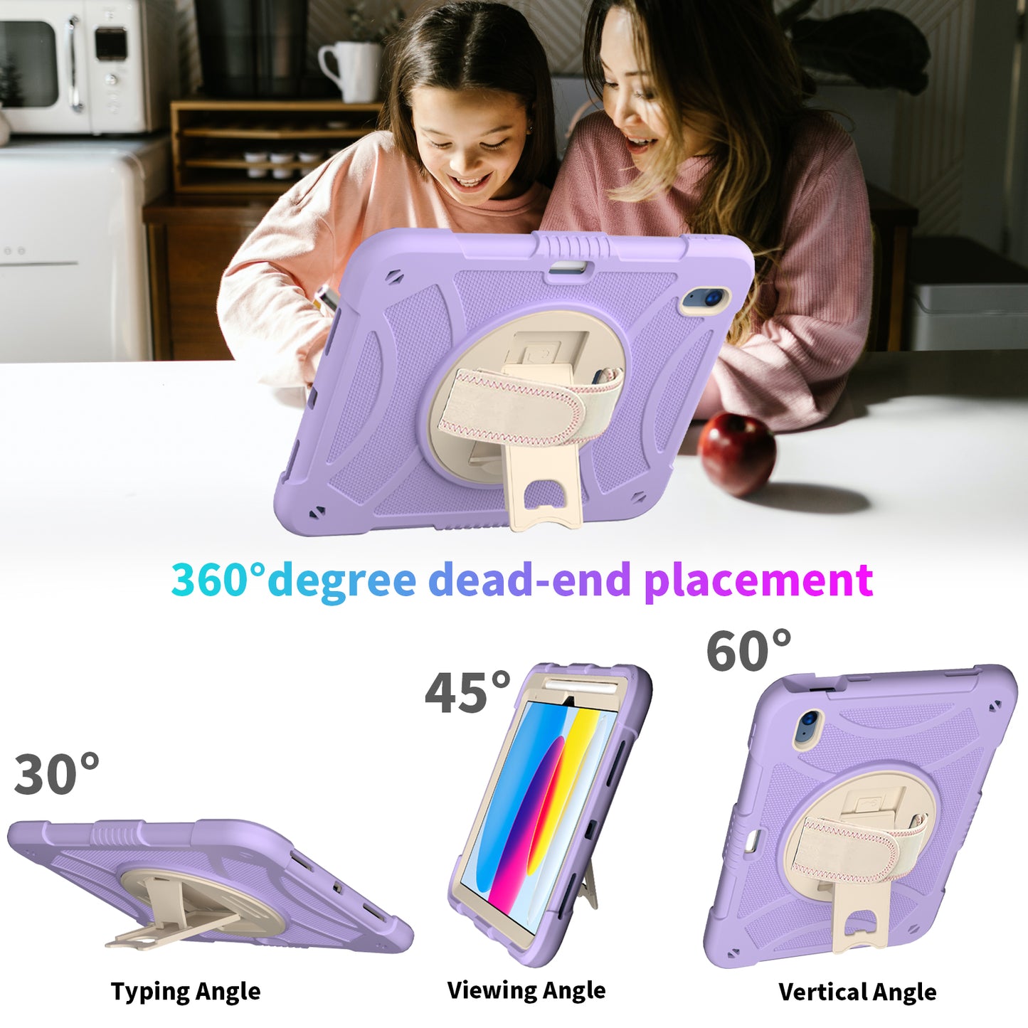 For iPad 10.9 (2022) Silicone+PC Tablet Case Kickstand Anti-Slip Drop Protection Cover with Pencil Holder