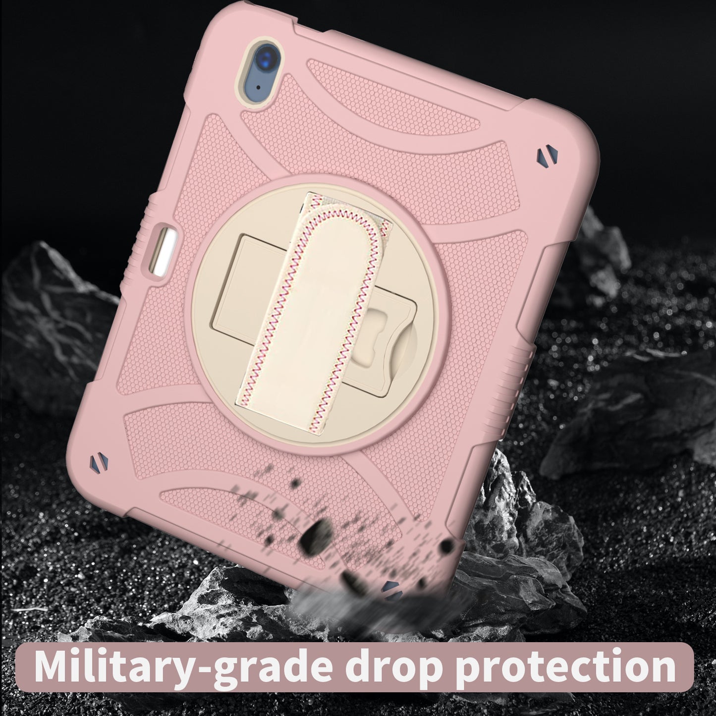 For iPad 10.9 (2022) Silicone+PC Tablet Case Kickstand Anti-Slip Drop Protection Cover with Pencil Holder