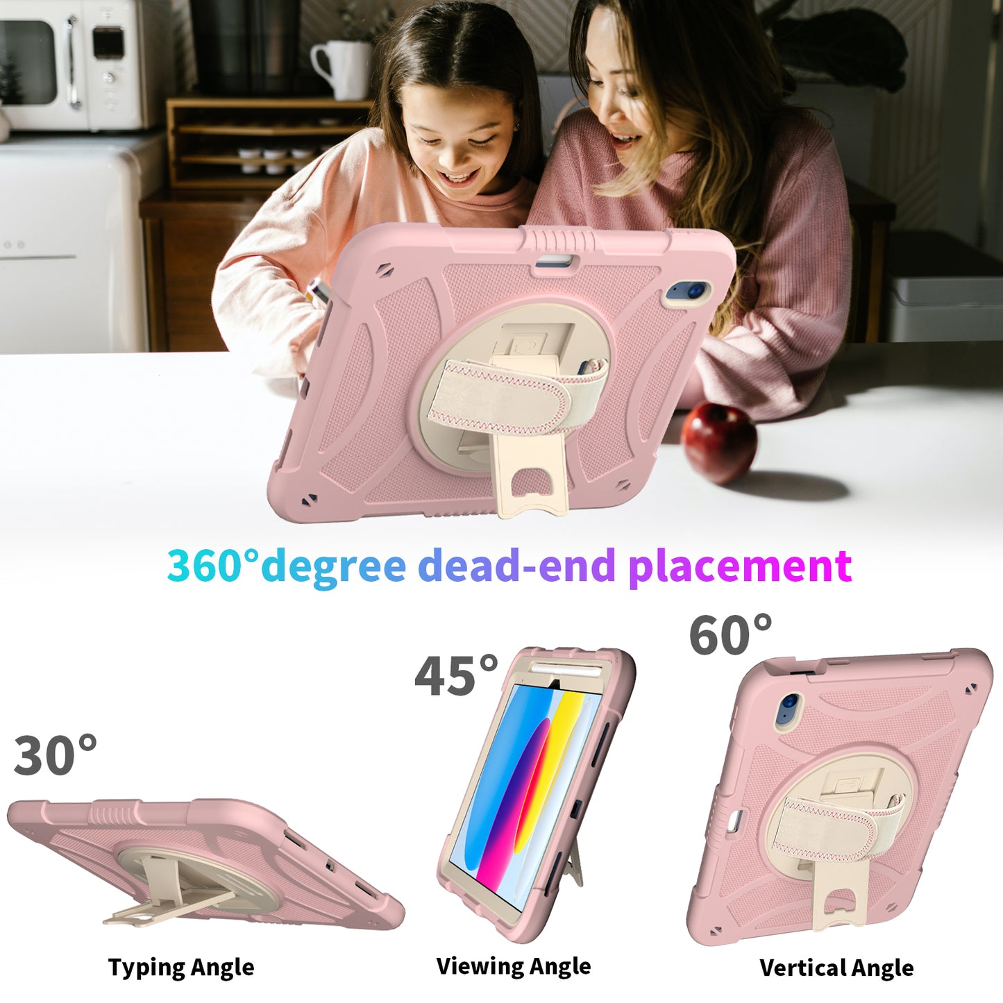 For iPad 10.9 (2022) Silicone+PC Tablet Case Kickstand Anti-Slip Drop Protection Cover with Pencil Holder
