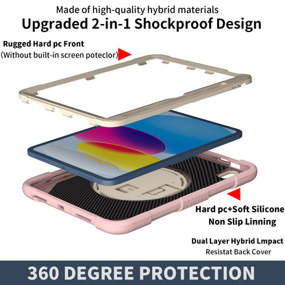 For iPad 10.9 (2022) Silicone+PC Tablet Case Kickstand Anti-Slip Drop Protection Cover with Pencil Holder