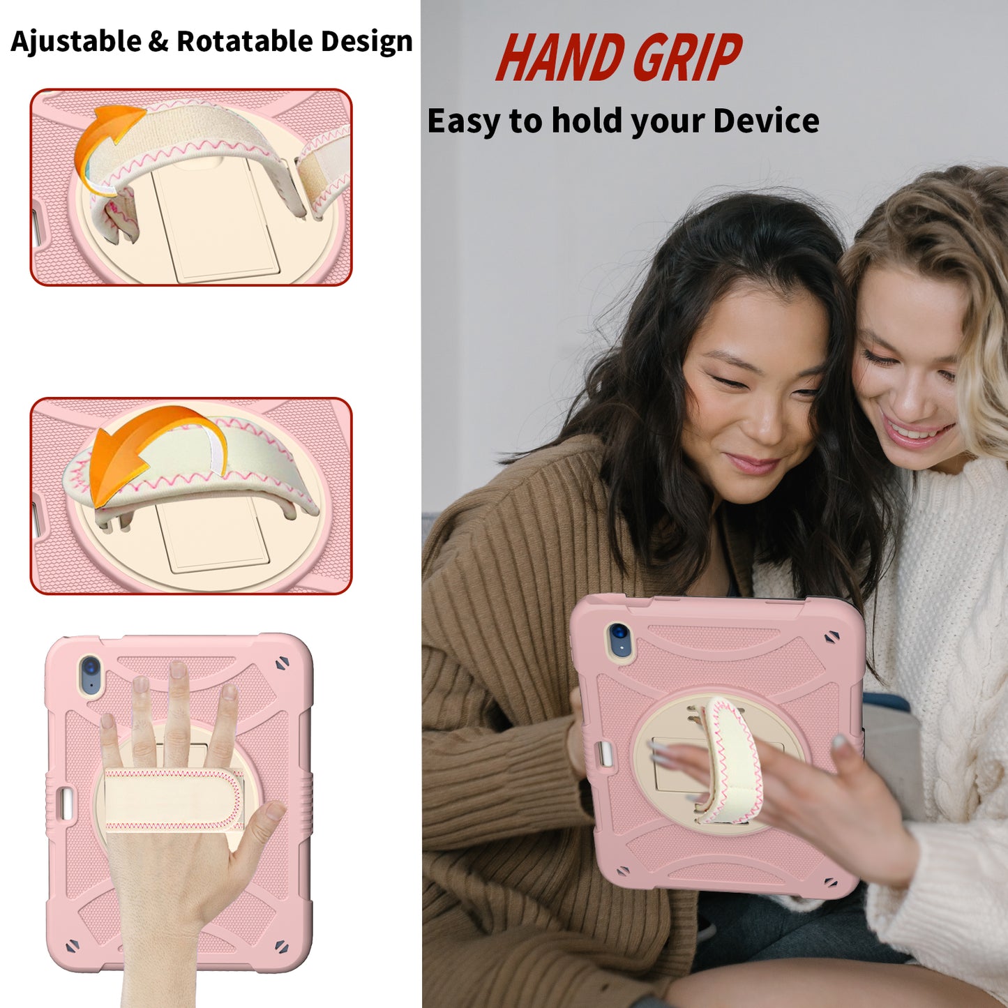 For iPad 10.9 (2022) Silicone+PC Tablet Case Kickstand Anti-Slip Drop Protection Cover with Pencil Holder