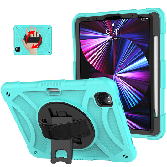 Tablet Case for iPad Pro 11 (2018) / (2020) / (2021) / (2022) / iPad Air (2020) / (2022) , Silicone+PC Rotating Kickstand Protective Cover with Pencil Holder