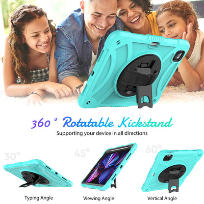 Tablet Case for iPad Pro 11 (2018) / (2020) / (2021) / (2022) / iPad Air (2020) / (2022) , Silicone+PC Rotating Kickstand Protective Cover with Pencil Holder