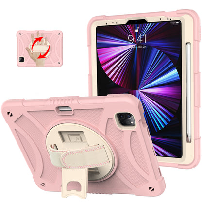 Tablet Case for iPad Pro 11 (2018) / (2020) / (2021) / (2022) / iPad Air (2020) / (2022) , Silicone+PC Rotating Kickstand Protective Cover with Pencil Holder