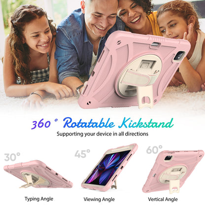 Tablet Case for iPad Pro 11 (2018) / (2020) / (2021) / (2022) / iPad Air (2020) / (2022) , Silicone+PC Rotating Kickstand Protective Cover with Pencil Holder