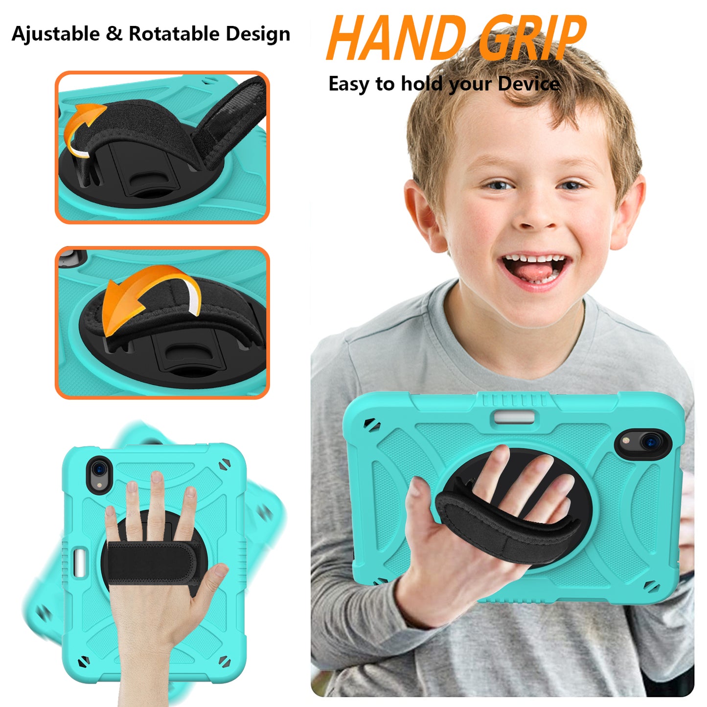 For iPad mini (2021) Silicone+PC Protective Cover Rotating Kickstand Shockproof Tablet Case with Pencil Holder