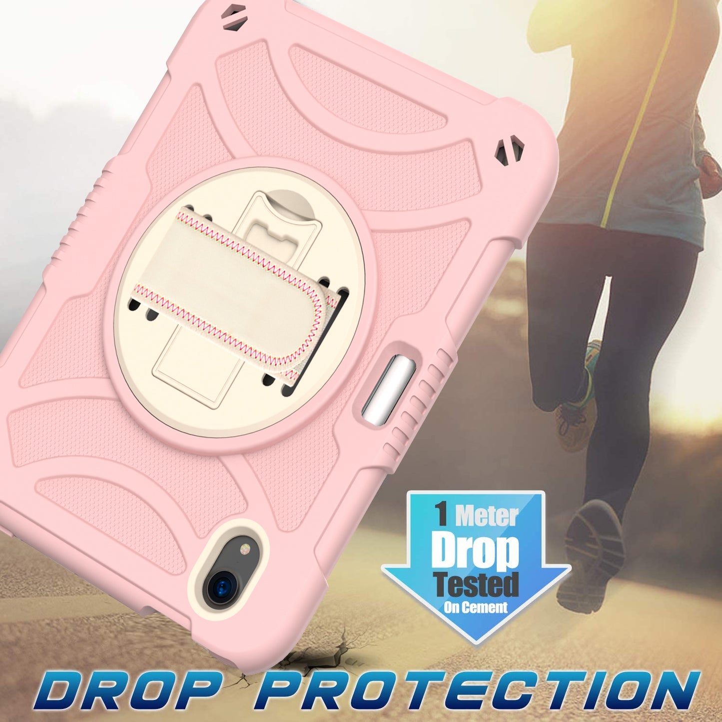 For iPad mini (2021) Silicone+PC Protective Cover Rotating Kickstand Shockproof Tablet Case with Pencil Holder
