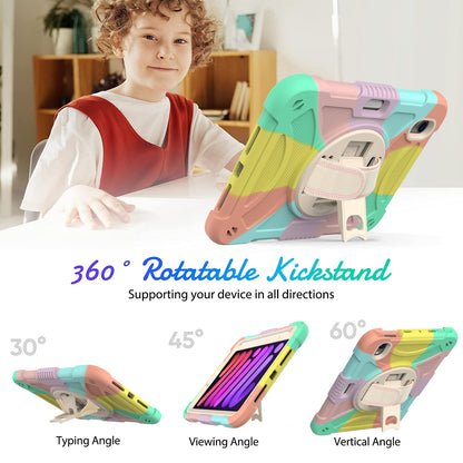 For iPad mini (2021) Silicone+PC Protective Cover Rotating Kickstand Shockproof Tablet Case with Pencil Holder