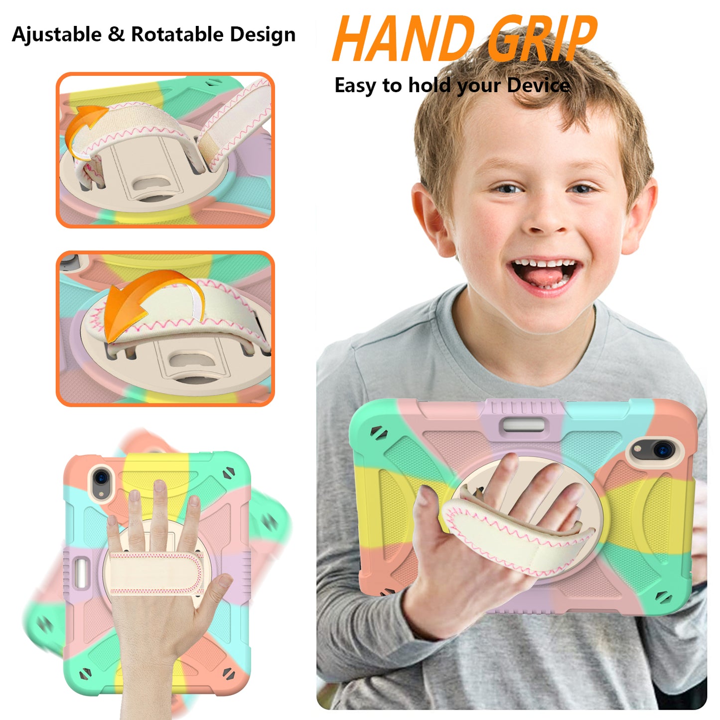 For iPad mini (2021) Silicone+PC Protective Cover Rotating Kickstand Shockproof Tablet Case with Pencil Holder