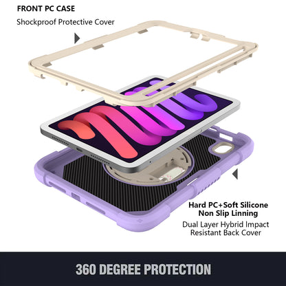 For iPad mini (2021) Silicone+PC Protective Cover Rotating Kickstand Shockproof Tablet Case with Pencil Holder