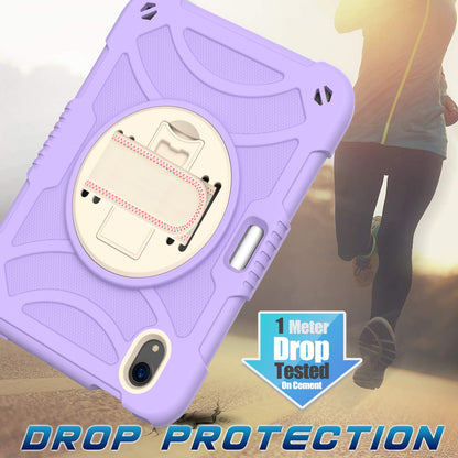 For iPad mini (2021) Silicone+PC Protective Cover Rotating Kickstand Shockproof Tablet Case with Pencil Holder
