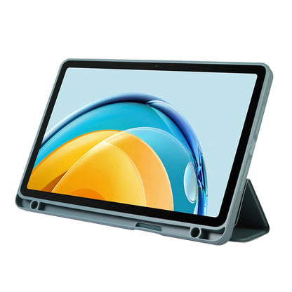 For Huawei MatePad SE 10.4-inch Solid Color PU Leather Tablet Cover Tri-Fold Stand Anti-drop Case with Pencil Slot