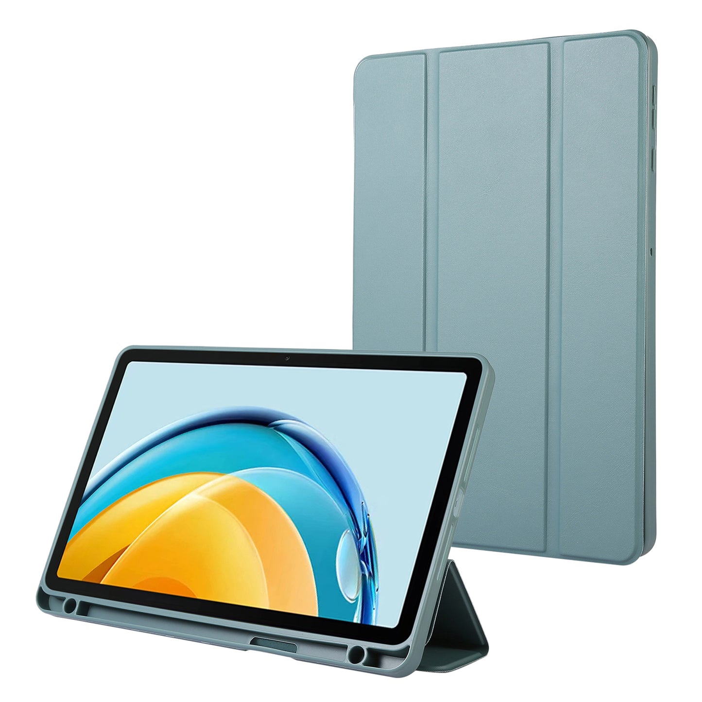 For Huawei MatePad SE 10.4-inch Solid Color PU Leather Tablet Cover Tri-Fold Stand Anti-drop Case with Pencil Slot