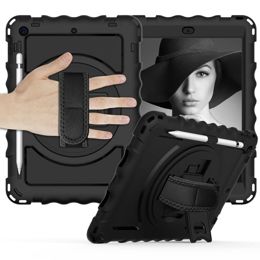 For iPad 10.2 (2021) / (2020) / (2019) Rotating Kickstand Tablet Case Silicone+PC Anti-drop Tablet Cover