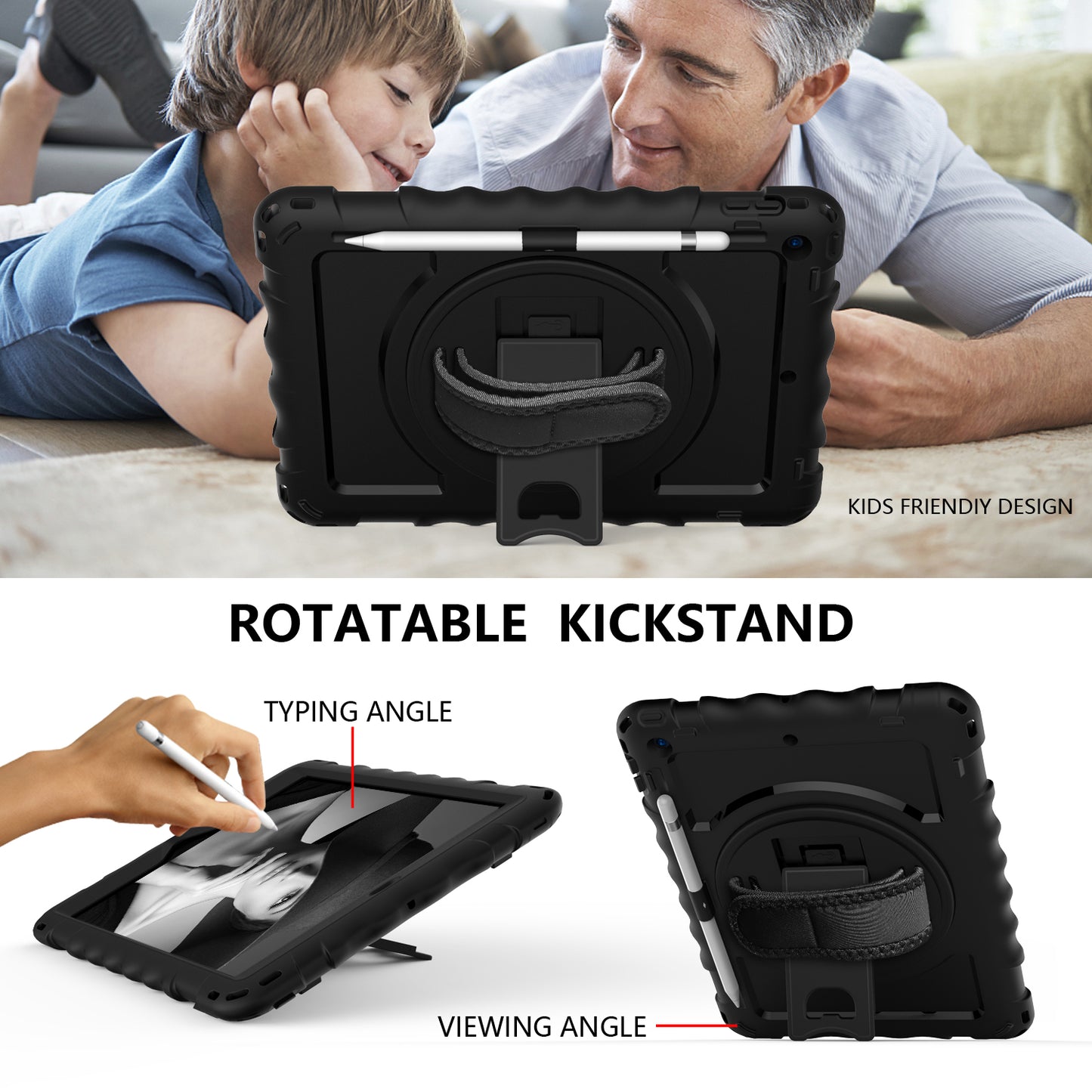 For iPad 10.2 (2021) / (2020) / (2019) Rotating Kickstand Tablet Case Silicone+PC Anti-drop Tablet Cover