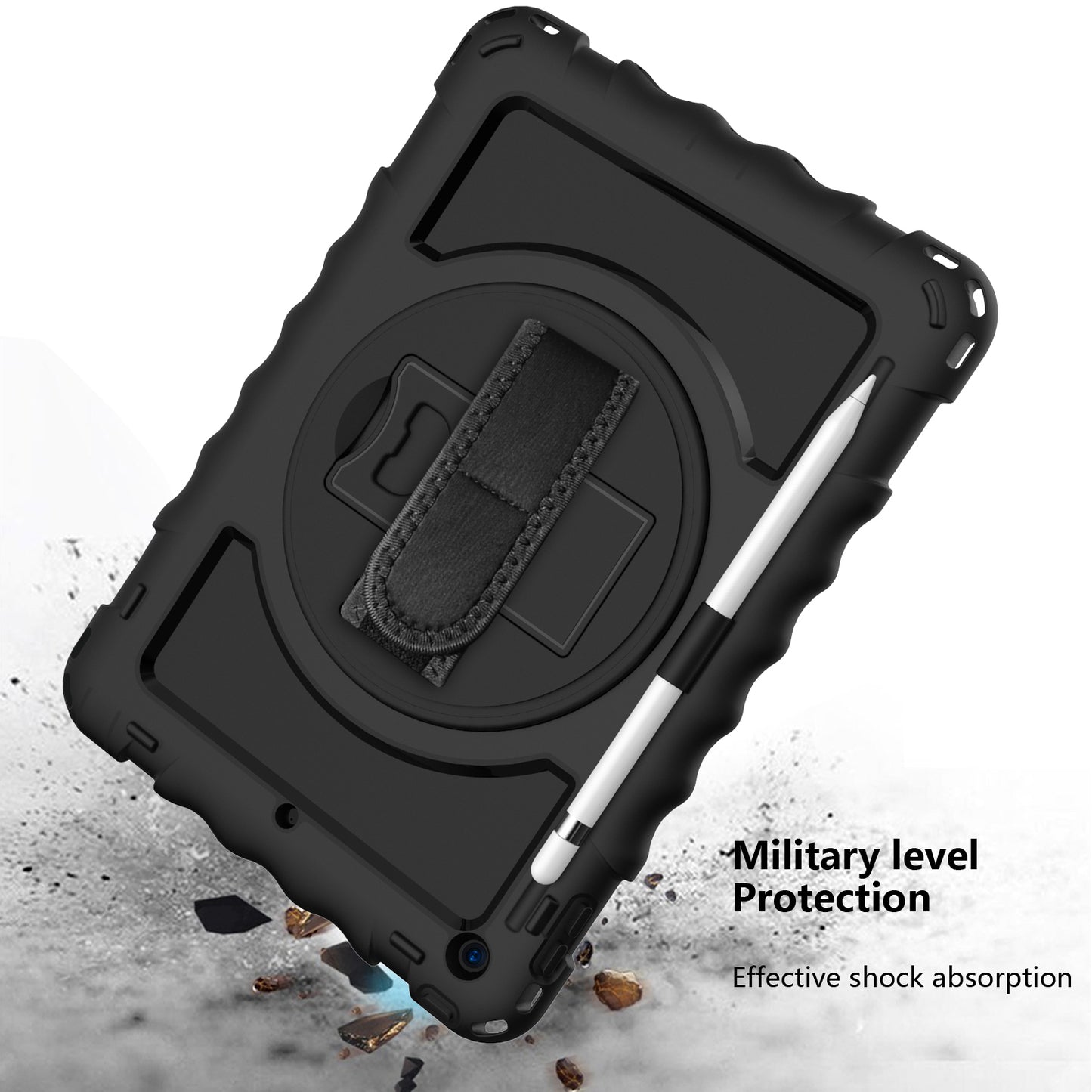 For iPad 10.2 (2021) / (2020) / (2019) Rotating Kickstand Tablet Case Silicone+PC Anti-drop Tablet Cover
