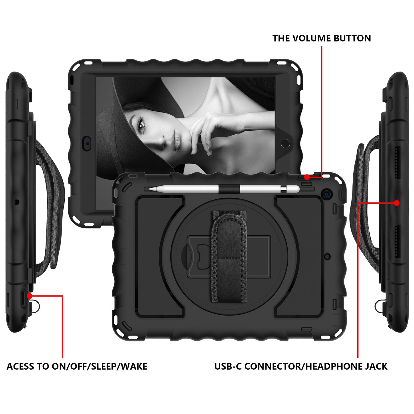 For iPad 10.2 (2021) / (2020) / (2019) Rotating Kickstand Tablet Case Silicone+PC Anti-drop Tablet Cover