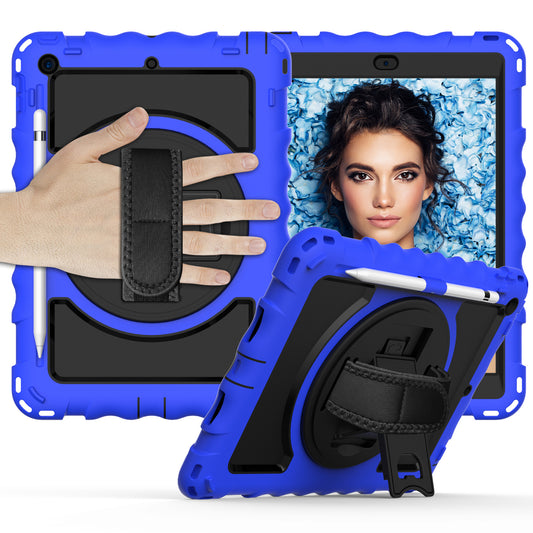 For iPad 10.2 (2021) / (2020) / (2019) Rotating Kickstand Tablet Case Silicone+PC Anti-drop Tablet Cover
