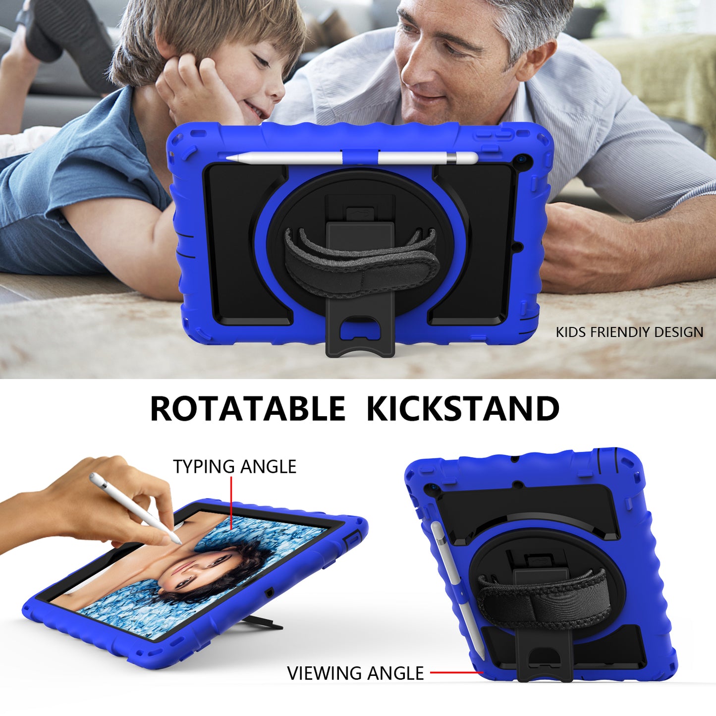 For iPad 10.2 (2021) / (2020) / (2019) Rotating Kickstand Tablet Case Silicone+PC Anti-drop Tablet Cover