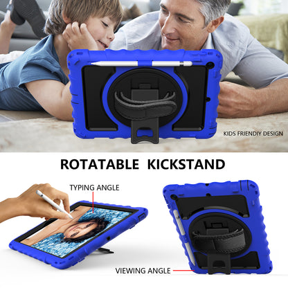 For iPad 10.2 (2021) / (2020) / (2019) Rotating Kickstand Tablet Case Silicone+PC Anti-drop Tablet Cover