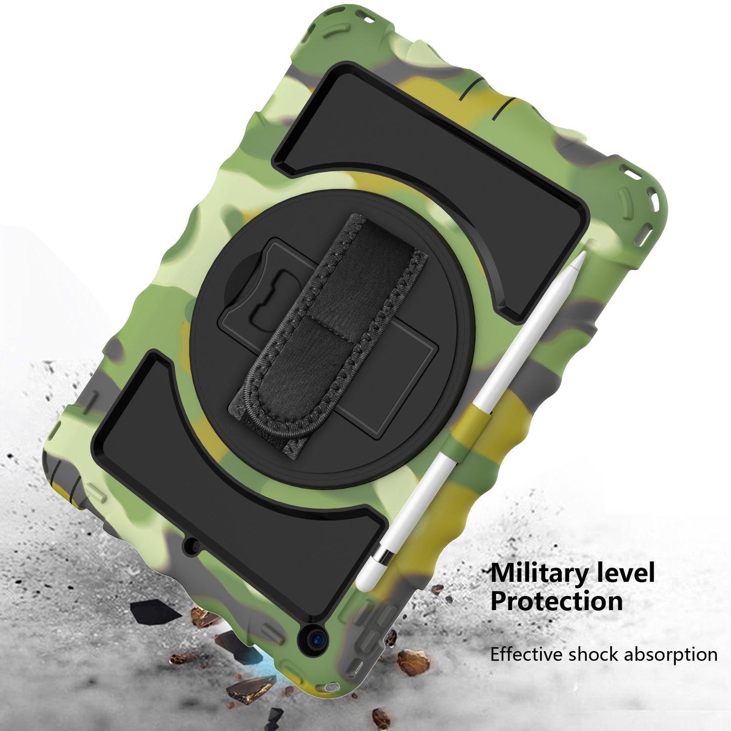 For iPad 10.2 (2021) / (2020) / (2019) Rotating Kickstand Tablet Case Silicone+PC Anti-drop Tablet Cover