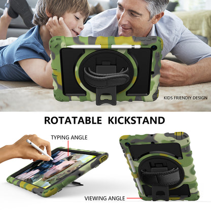 For iPad 10.2 (2021) / (2020) / (2019) Rotating Kickstand Tablet Case Silicone+PC Anti-drop Tablet Cover