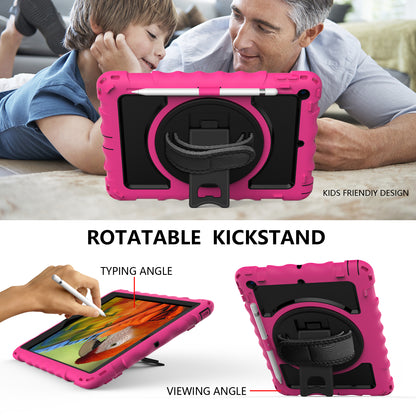 For iPad 10.2 (2021) / (2020) / (2019) Rotating Kickstand Tablet Case Silicone+PC Anti-drop Tablet Cover