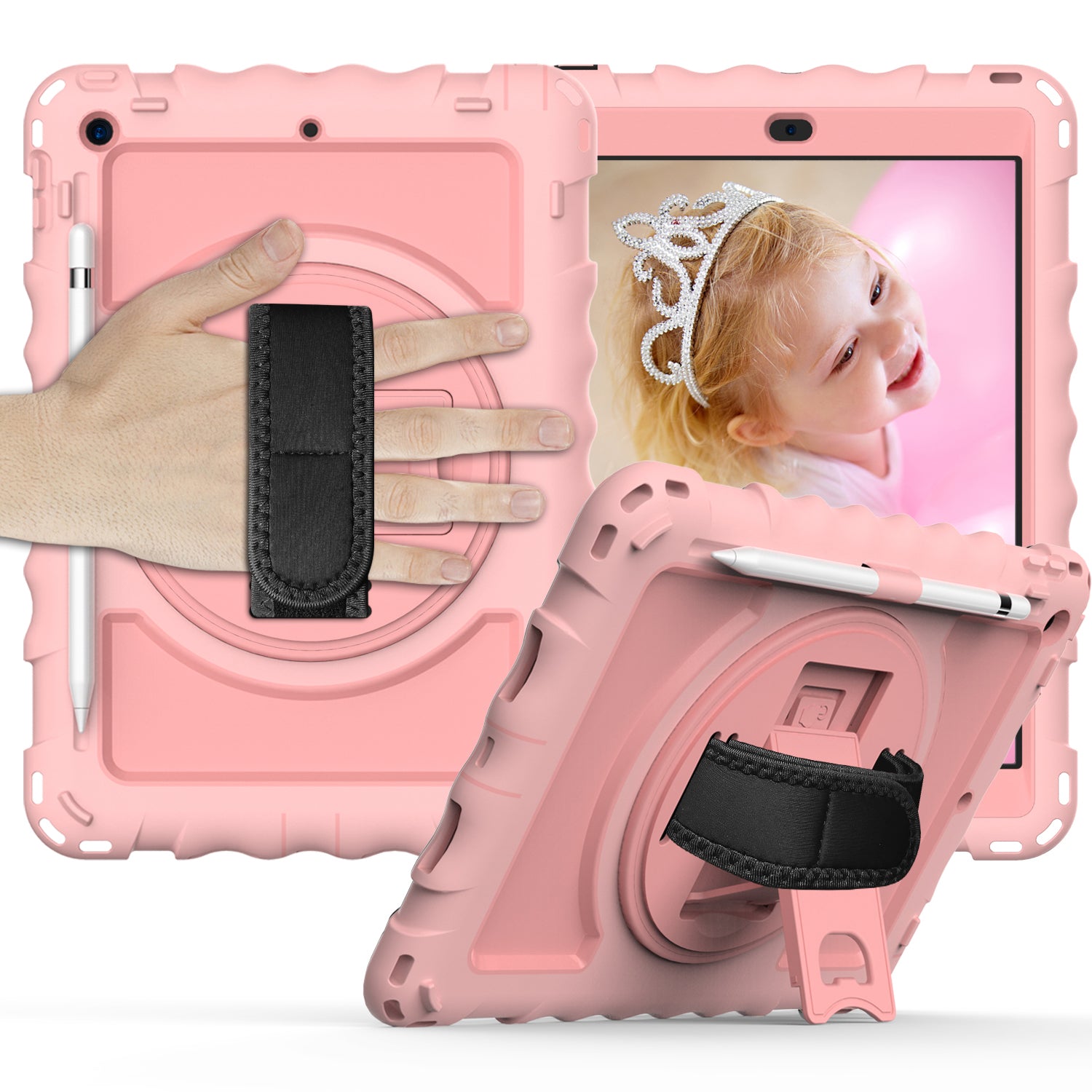 For iPad 10.2 (2021) / (2020) / (2019) Rotating Kickstand Tablet Case Silicone+PC Anti-drop Tablet Cover