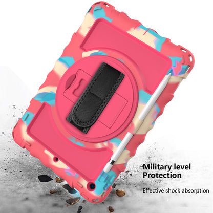 For iPad 10.2 (2021) / (2019) / (2020) Anti-Drop Case Silicone+PC Kickstand Tablet Cover with Shoulder Strap