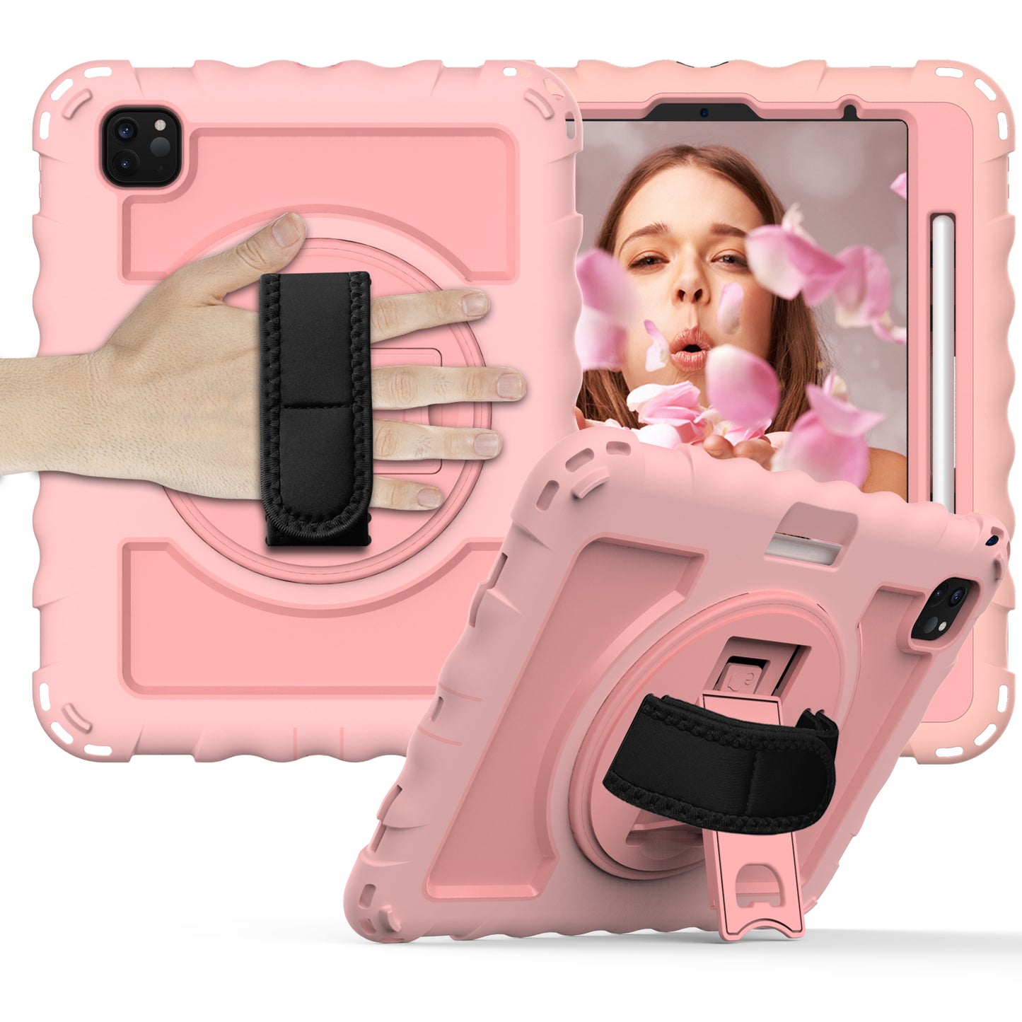 For iPad Pro 11-inch (2018) / (2020) / (2021) / (2022) / Air (2022) / (2020) Shockproof Kickstand Case Silicone+PC Tablet Cover