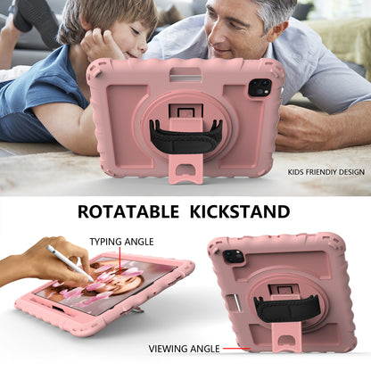 For iPad Pro 11-inch (2018) / (2020) / (2021) / (2022) / Air (2022) / (2020) Shockproof Kickstand Case Silicone+PC Tablet Cover