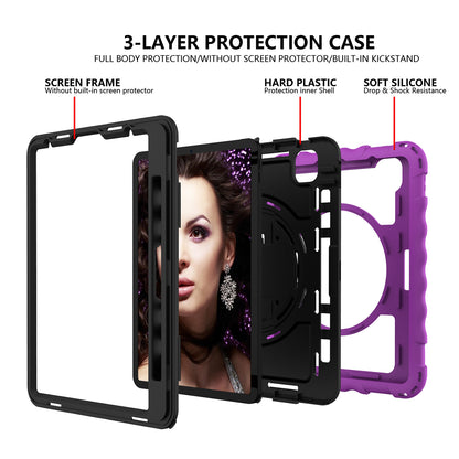 For iPad Pro 11-inch (2018) / (2020) / (2021) / (2022) / Air (2022) / (2020) Shockproof Kickstand Case Silicone+PC Tablet Cover