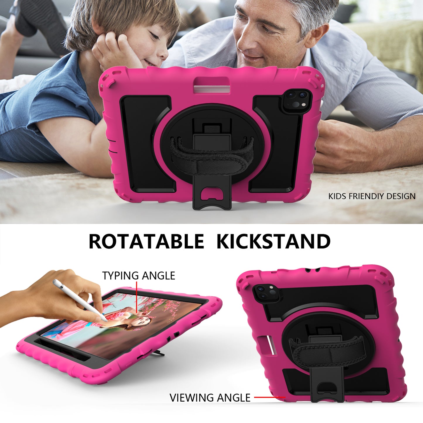 For iPad Pro 11-inch (2018) / (2020) / (2021) / (2022) / Air (2022) / (2020) Shockproof Kickstand Case Silicone+PC Tablet Cover