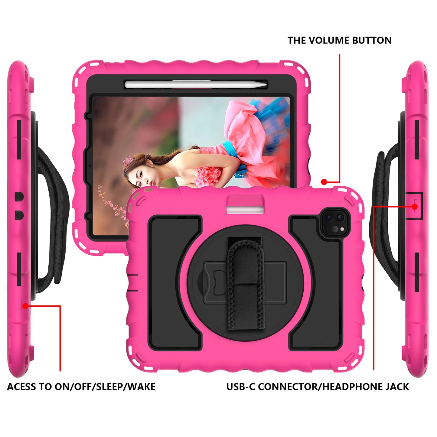 For iPad Pro 11-inch (2018) / (2020) / (2021) / (2022) / Air (2022) / (2020) Shockproof Kickstand Case Silicone+PC Tablet Cover