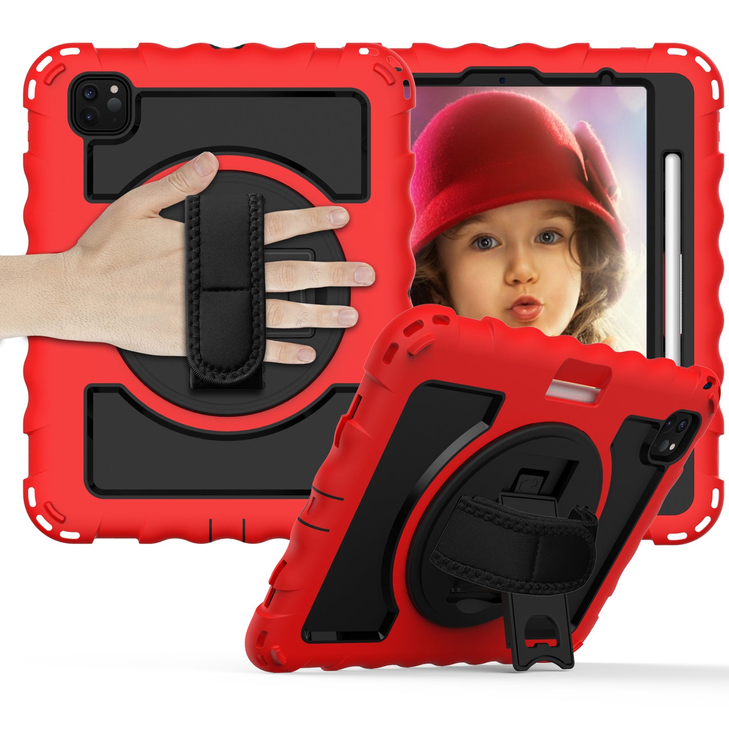 For iPad Pro 11-inch (2018) / (2020) / (2021) / (2022) / Air (2022) / (2020) Shockproof Kickstand Case Silicone+PC Tablet Cover