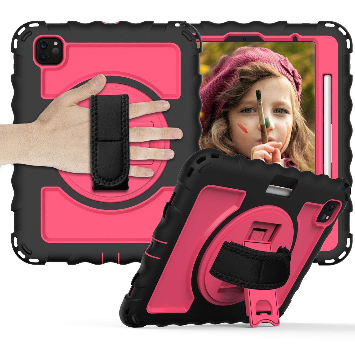 For iPad Pro 11-inch (2018) / (2020) / (2021) / (2022) / Air (2022) / (2020) Shockproof Kickstand Case Silicone+PC Tablet Cover