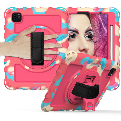 For iPad Pro 11-inch (2018) / (2020) / (2021) / (2022) / Air (2022) / (2020) Anti-Drop Kickstand Case Silicone+PC Tablet Cover with Strap