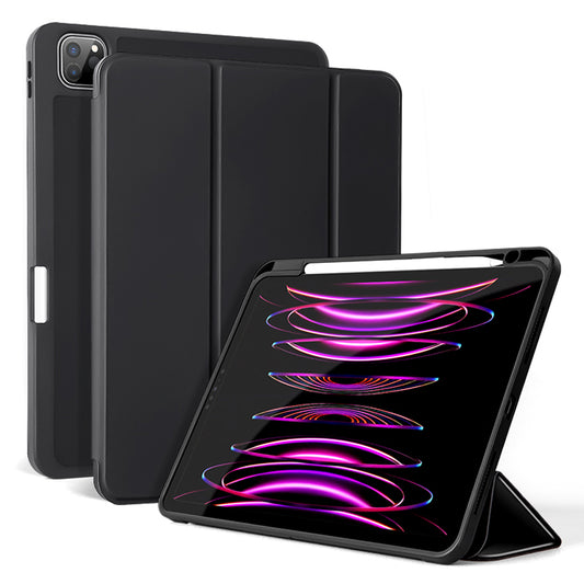 For iPad Pro 11 (2020) / (2021) / (2022) Shockproof Case PU Leather + TPU Tablet Case Tri-fold Stand Cover with Pen Slot
