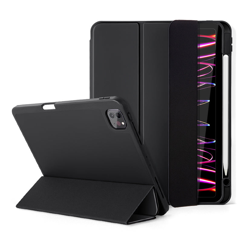 For iPad Pro 11 (2020) / (2021) / (2022) Shockproof Case PU Leather + TPU Tablet Case Tri-fold Stand Cover with Pen Slot