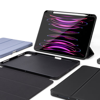 For iPad Pro 11 (2020) / (2021) / (2022) Shockproof Case PU Leather + TPU Tablet Case Tri-fold Stand Cover with Pen Slot
