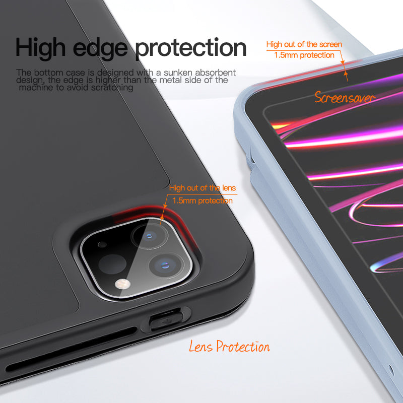 For iPad Pro 11 (2020) / (2021) / (2022) Shockproof Case PU Leather + TPU Tablet Case Tri-fold Stand Cover with Pen Slot
