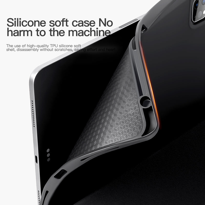 For iPad Pro 11 (2020) / (2021) / (2022) Shockproof Case PU Leather + TPU Tablet Case Tri-fold Stand Cover with Pen Slot