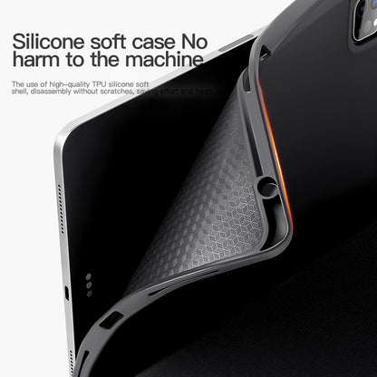 For iPad Pro 11 (2020) / (2021) / (2022) Shockproof Case PU Leather + TPU Tablet Case Tri-fold Stand Cover with Pen Slot